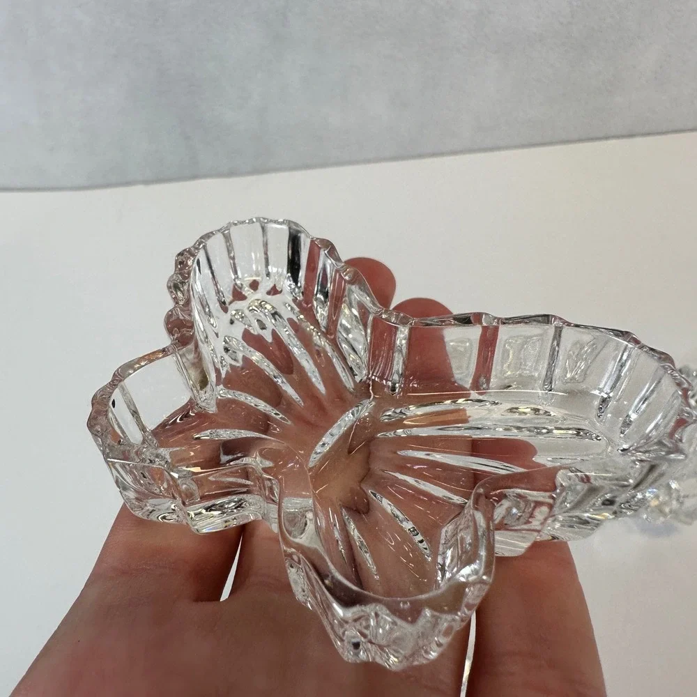 Vintage Clear Pressed Glass Butterfly Trinket Dish Set 2 Small Jewelry Catchall